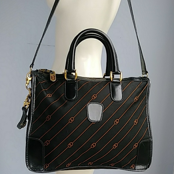 Gucci Handbags - GUCCI Black & Orange Canvas/Leather Handbag!